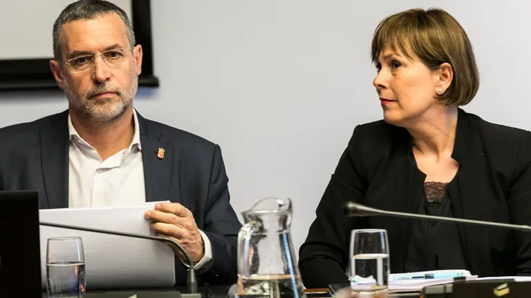 La presidenta del Gobierno de Navarra, Uxue Barkos, comparece en el Parlamento para explicar porque no se ha dotado a la comunidad foral de un Plan de Empleo consensuado (04). IÑIGO ALZUGARAY