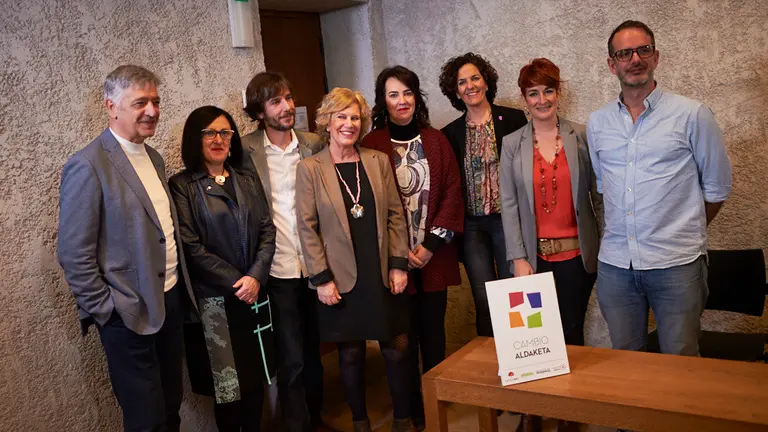 Geroa Bai, EH Bildu, Izquierda Ezkerra y Podemos presentan su candidatura conjunta al Senado. PABLO LASAOSA