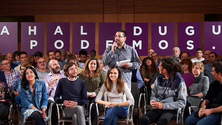 Acto de presentación de candidaturas en Navarra de Podemos. Participarán el candidato de Podemos al Congreso por Tenerife, Alberto Rodríguez, la candidata navarra, Ione Belarra, la candidata al Parlamento Europeo, Idoia Villanueva, y el candidato al Gobierno de Navarra, Mikel Buil. MIGUEL OSÉS