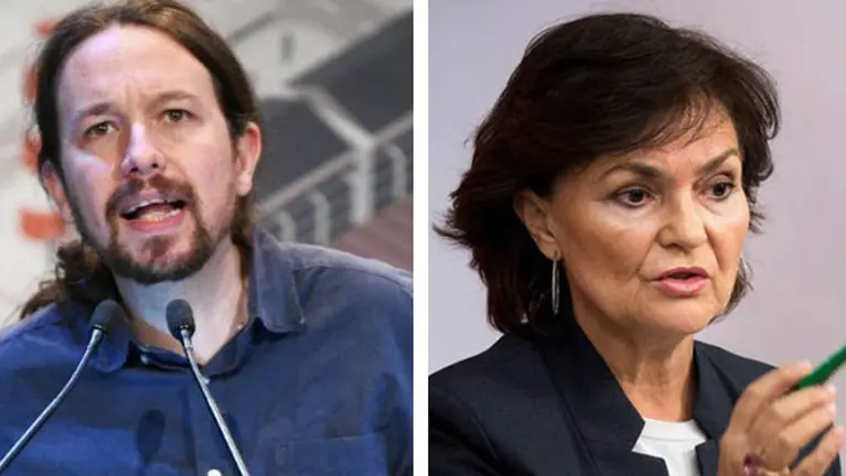 Fotomontaje de Pablo Iglesias y Carmen Calvo. NAVARRA.COM