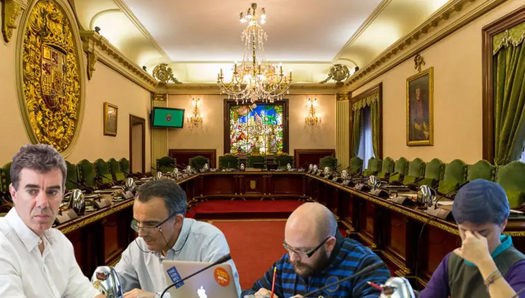 Fotomontaje con Eduardo Santos y los ediles de Aranzadi