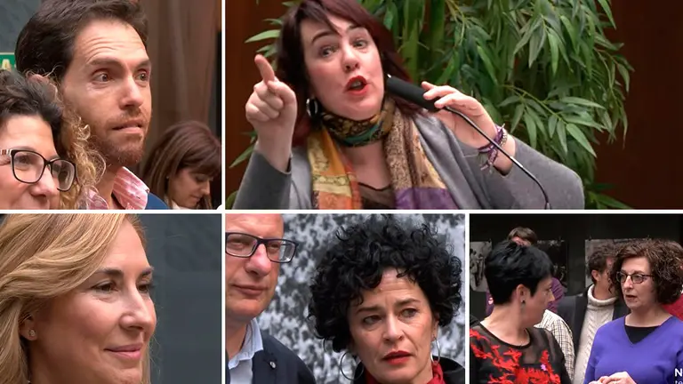 Momento de la intervención de la presidenta del Parlamento foral, Ainhoa Aznárez, en los premios entregados por los periodistas parlamentarios. NAVARRA TELEVISIÓN.