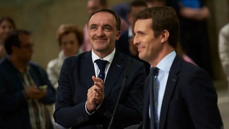 Pablo Casado visita Pamplona durante la campaña electoral. PABLO LASAOSA 21
