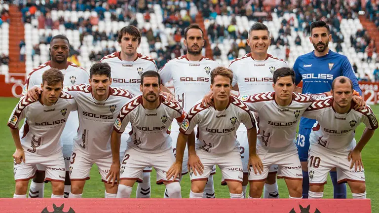 Equipo titular del Albacete ante Las Palmas en el estadio Carlos Belmonte. @AlbaceteBPSAD.
