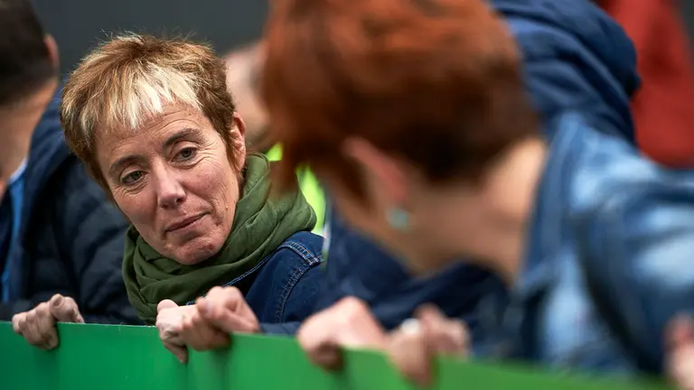 El coordinador general de EH Bildu, Arnaldo Otegi, ha participado en Pamplona en una manifestación por el Aberri Eguna junto a candidatos de Bildu como Isabel Pozueta MIGUEL OSÉS