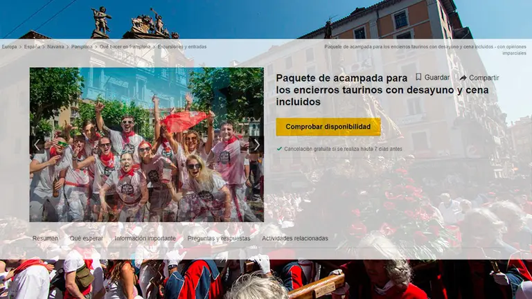 Anuncio publicado en Internet para promocionar unos falsos Sanfermines. TRIPADVISOR