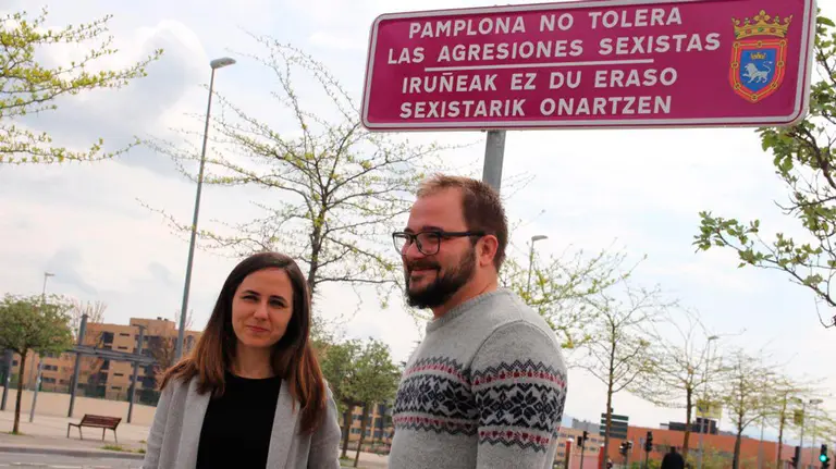 La candidata Ione Belarra, de Unidas Podemos, en uno de los carteles contra las agresiones sexistas. CEDIDA