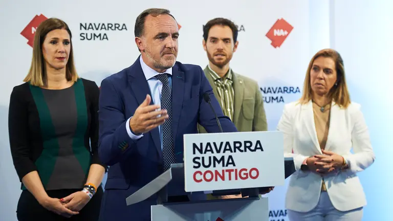 Navarra Suma cierra la campaña general con una rueda de prensa. PABLO LASAOSA 7