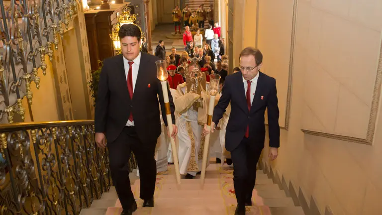 El Ángel de Aralar durante su recepción en el Palacio de Navarra. GOBIERNO DE NAVARRA