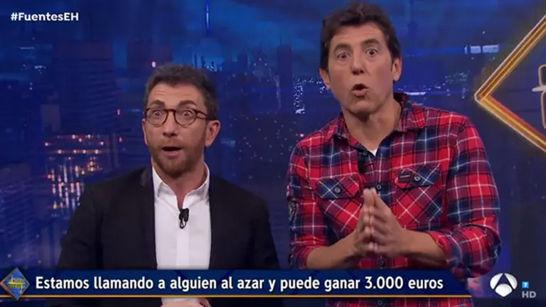 ablo Motos y Manel Fuentes, sorprendidos por un espectador en &#39;El hormiguero&#39;. ANTENA 3