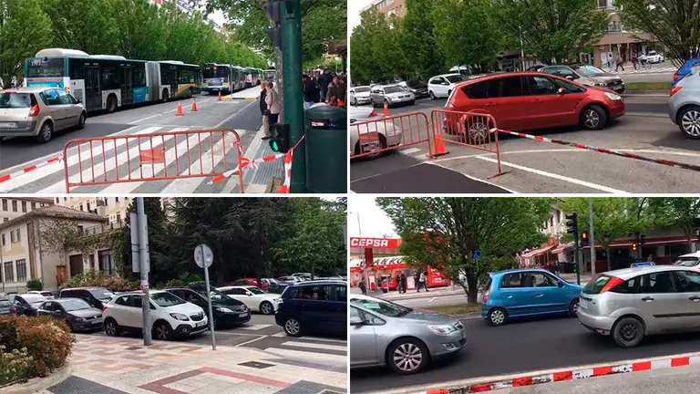 Tremendo atasco en Pío XII en este sábado, 4 de mayo de 2019, como consecuencia de las obras de amabilización impuestas por el alcalde Joseba Asirón NAVARRACOM