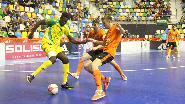 Partido entre el Ribera Navarra y el Jaén FS en el Quijote Arena de Ciudad Real. Cedida.