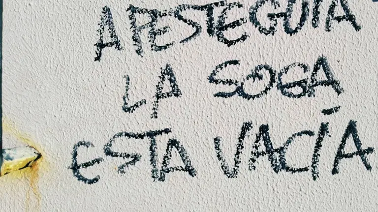 Pintada aparecida junto al domicilio de Asun Apesteguía TWITTER (@mavichina)