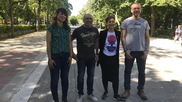 Miembros de Bildu durante un acto en el Bosquecillo de Pamplona BILDU