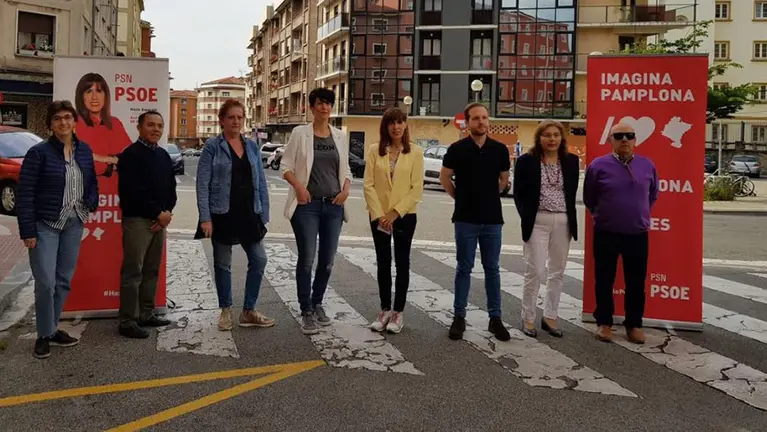 Maite Esporrín durante un acto electoral en el barrio pamplonés de la Milagrosa PSN