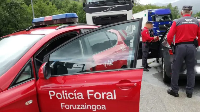 Imagen del control de Policía Foral. CEDIDA