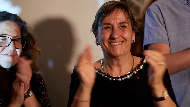 La candidata de Izquierda-Ezkerra a la Presidencia del Gobierno de Navarra, Marisa de Sim..n, comenta los resultados electorales. I..IGO ALZUGARAY