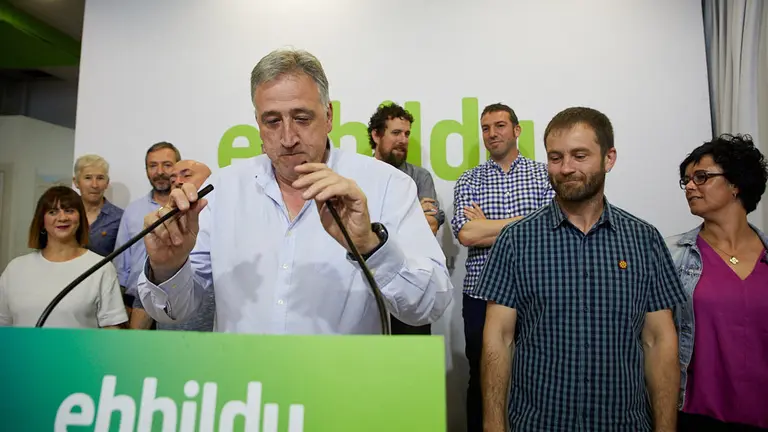 Rueda de prensa del candidato de EH Bildu a la Alcald..a de Pamplona, Joseba Asiron, sobre la formaci..n de ayuntamientos. I..IGO ALZUGARAY