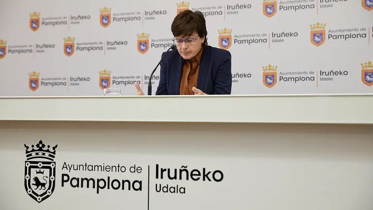 La concejal de I-E en el Ayuntamiento de Pamplona, Edurne Eguino, hace balance de sus años de trabajo en el consistorio. IÑIGO ALZUGARAY