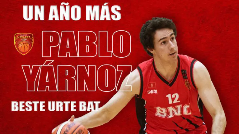 Fotomontaje de la renovación de Pablo Yárnoz en el Basket Navarra Club.