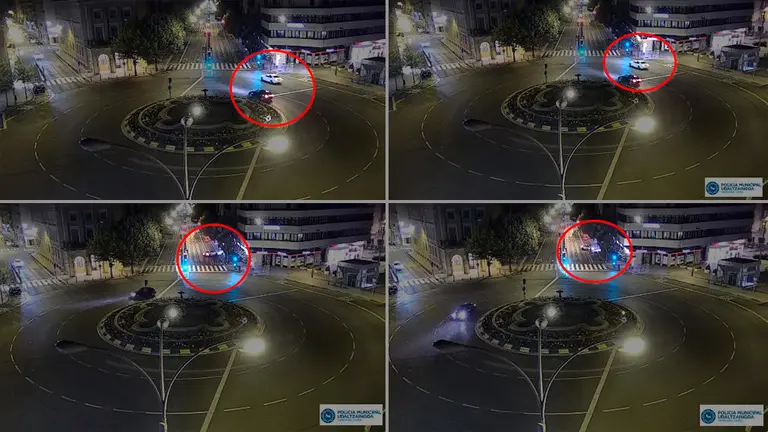 Choque contra una marquesina y un árbol en la avenida Baja Navarra de Pamplona. CEDIDA