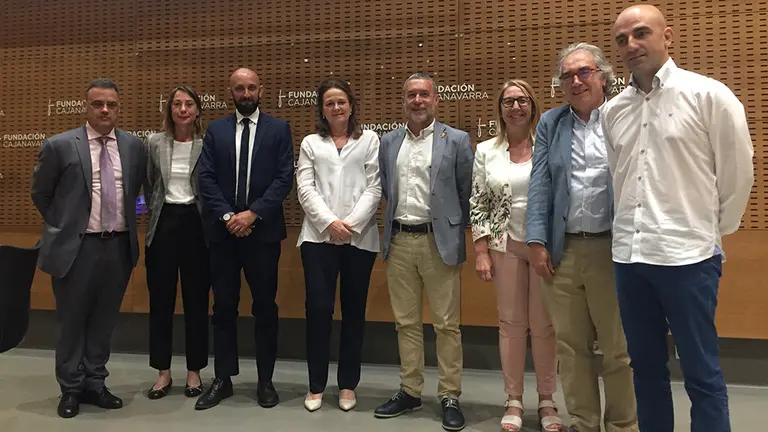 El vicepresidente Laparra durante la presentaci&oacute;n del estudio Navarlan, que prev&eacute; que se crear&aacute;n 37000 empleos en Navarra desde 2017 hasta 2030 GOBIERNO FORAL