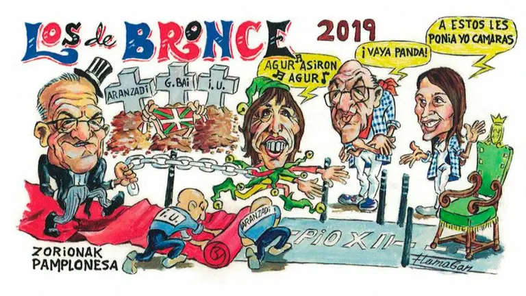 Pancarta de la peña Los del Bronce para las fiestas de San Fermín 2019. NAVARRA.COM