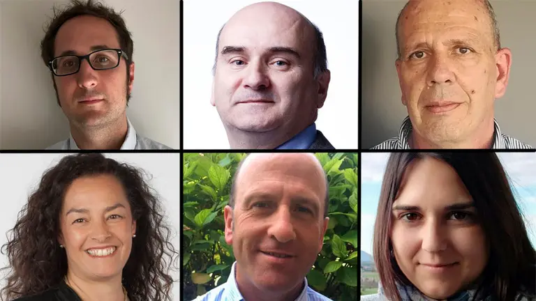 De izquierda a derecha y de arriba abajo, Alejandro Astibia, Javier Morrás, Fernando Nagore, Silvia Azpilicueta, Óscar Esquíroz y Sara Climent AYUNTAMIENTO DE PAMPLONA