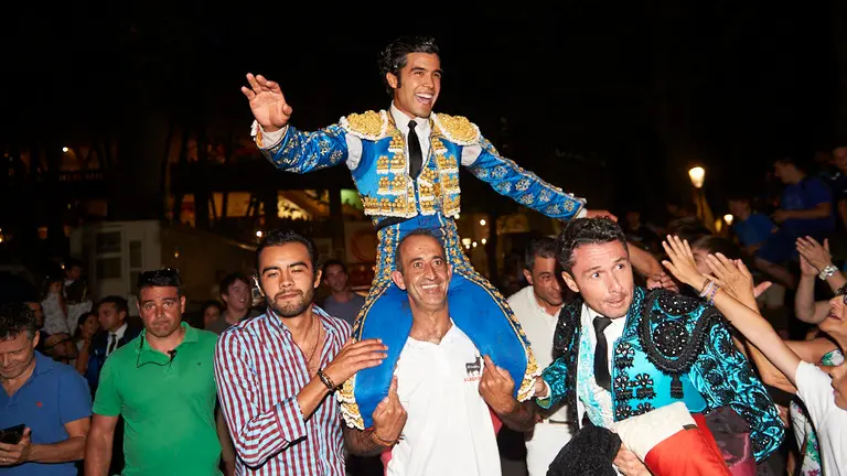 Novillada de los sanfermines de 2019 con los astados de la ganadería del Pincha para Francisco de Manuel, Antonio Grande y Diego San Román. MIGUEL OSÉS