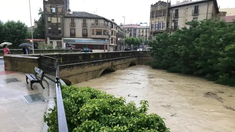 Inundaciones en Tafalla a causa de las intensas lluvias