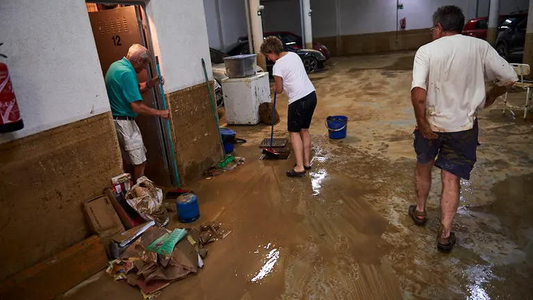 Estado de la ciudad de Tafalla tras inundación por la crecida del rio Cidacos esta madrugada. MIGUEL OSÉS