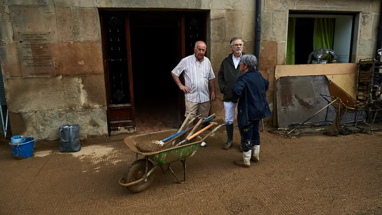 Estado de la ciudad de Tafalla tras inundación por la crecida del rio Cidacos esta madrugada. MIGUEL OSÉS