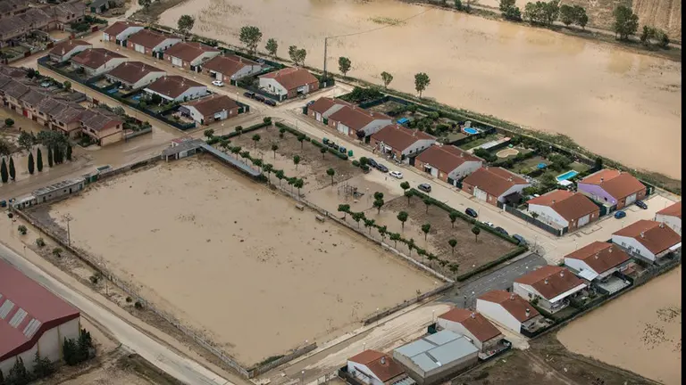 Vista aérea de la zona inundada en Beire GOBIERNO DE NAVARRA