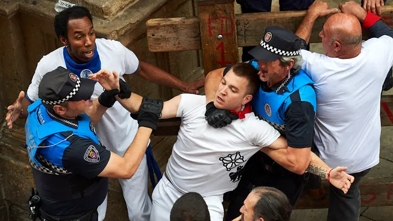 Detenciónes tras el tercer encierro de los sanfermines. NAVARRACOM
