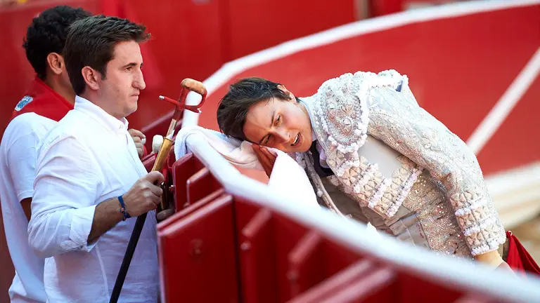 Cuarta corrida de los sanfermines de 2019 con la ganaderia de Jandilla para los dietros Diego Urdiales Sebastian Castella y Andrés Roca Rey. MIGUEL OSÉS