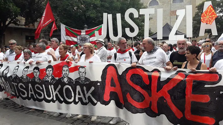 Concentración a favor de los agresores de Alsasua en Pamplona durtante los Sanfermines. EUROPA PRESS