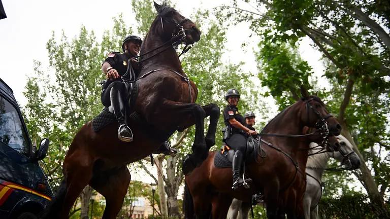 Rueda de prensa sobre el dispositivo de seguridad en las fiestas de Santa Ana de Tudela de 2019. MIGUEL OSÉS