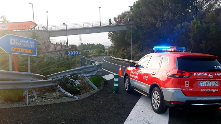 Lugar donde ha oucrrido el accidente mortal en el que ha fallecido un motorista. POLICÍA FORAL