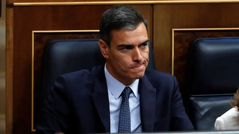 GR2208. MADRID, 23/07/2019.- El candidato socialista a la Presidencia del Gobierno, Pedro Sánchez, ha fracasado en la primera votación del debate de investidura al recibir 170 "noes" provenientes del PP, Cs y Vox, más ERC, JxCat, Coalición Canaria, Navarra Suma y el de Irene Montero, que se ha emitido telemáticamente antes de la pronunciación de los votos. EFE/Naranjo