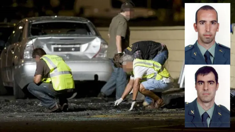 Imagen del atentado de ETA en Palamova que acabó con la vida de los guardias civiles Diego Salvá y Carlos Sáenz de Tejada EFE Archivo 2