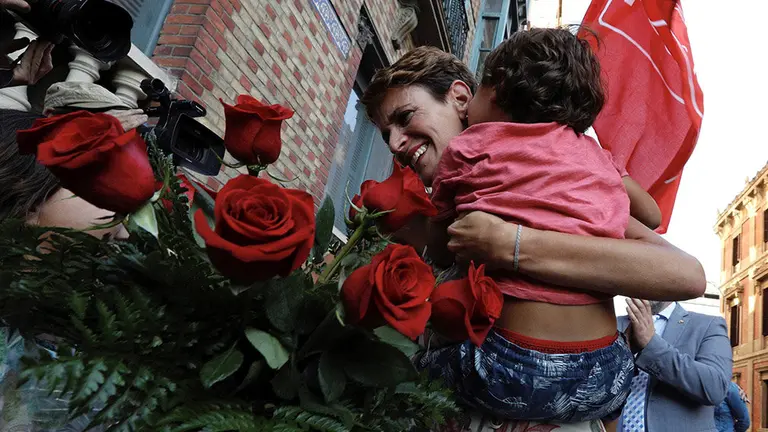 GRAF1917. PAMPLONA, 02/08/2019.- La secretaria general del PSN-PSOE, María Chivite, ha sido elegida este viernes por el Parlamento de Navarra presidenta del Gobierno Foral con los votos de su partido, de Geroa Bai, Podemos e Izquierda Ezkerra, la abstención de parte de EH Bildu y el rechazo de Navarra Suma. EEE/Villar López