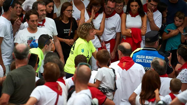 Herido por un novillo en el encierro de Estella. MIGUEL OSÉS