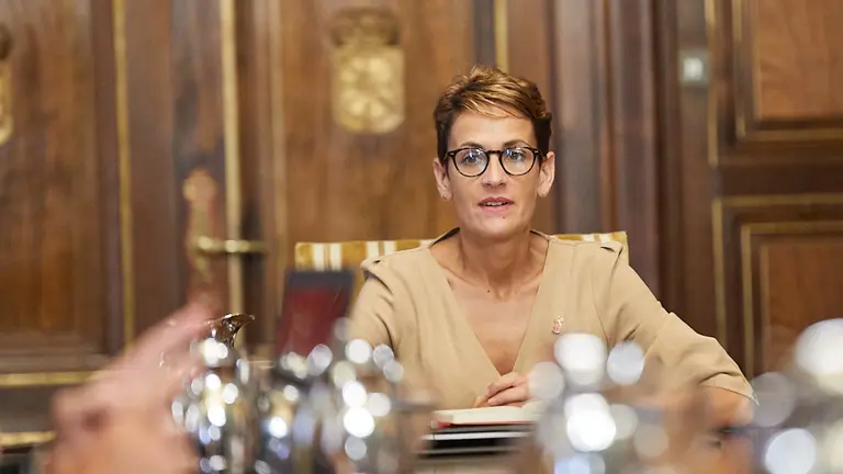 El Ejecutivo navarro celebra su primera sesión de gobierno en el Palacio de Navarra tras la toma de posesión del cargo de la presidenta y los consejeros. IÑIGO ALZUGARAY