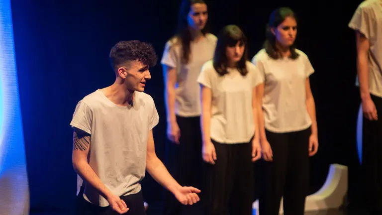 Imagen de archivo de una representación del grupo de teatro de la UPNA. CEDIDA