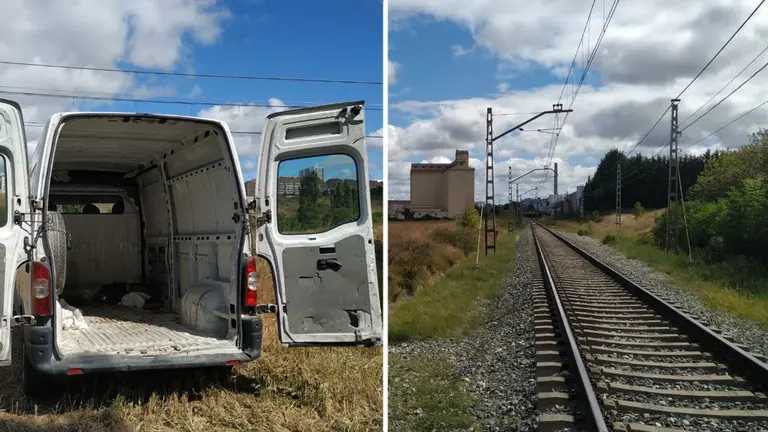 Furgoneta donde fue transporta y sacrificado el cerdo en Echavacoiz POLICÍA MUNICIPAL DE PAMPLONA