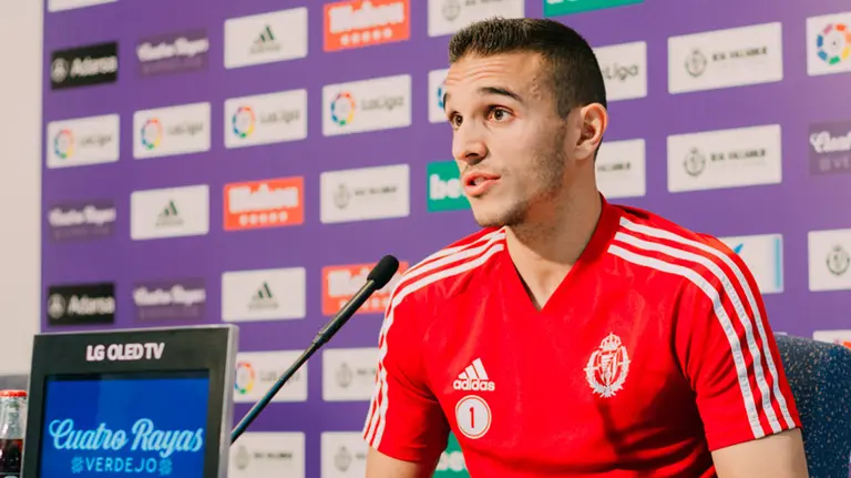 El portero del Valladolid Jordi Masip en rueda de prensa. @realvalladolid.
