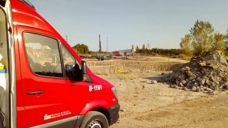 Imagen del lugar del accidente laboral ocurrido en Marcilla. BOMBEROS DE NAVARRA