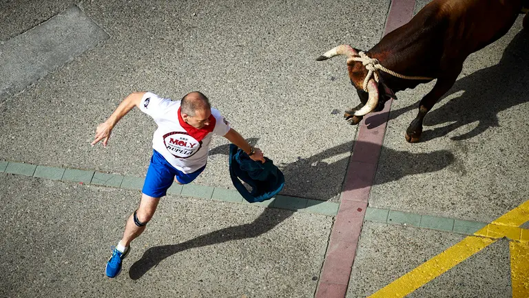 Primer toro con soga en la localidad navarra de Lodosa. Miguel Osés