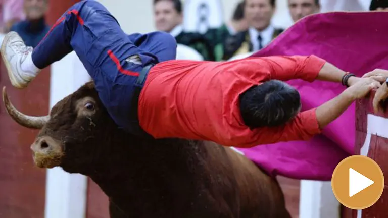 Instante de la cogida al monosabio en Valladolid EL ESPAÑOL player