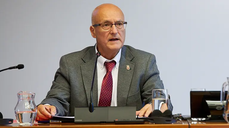 El consejero Bernardo Ciriza comparece en la comisión de Cohesión Territorial del Parlamento de Navarra. IÑIGO ALZUGARAY
